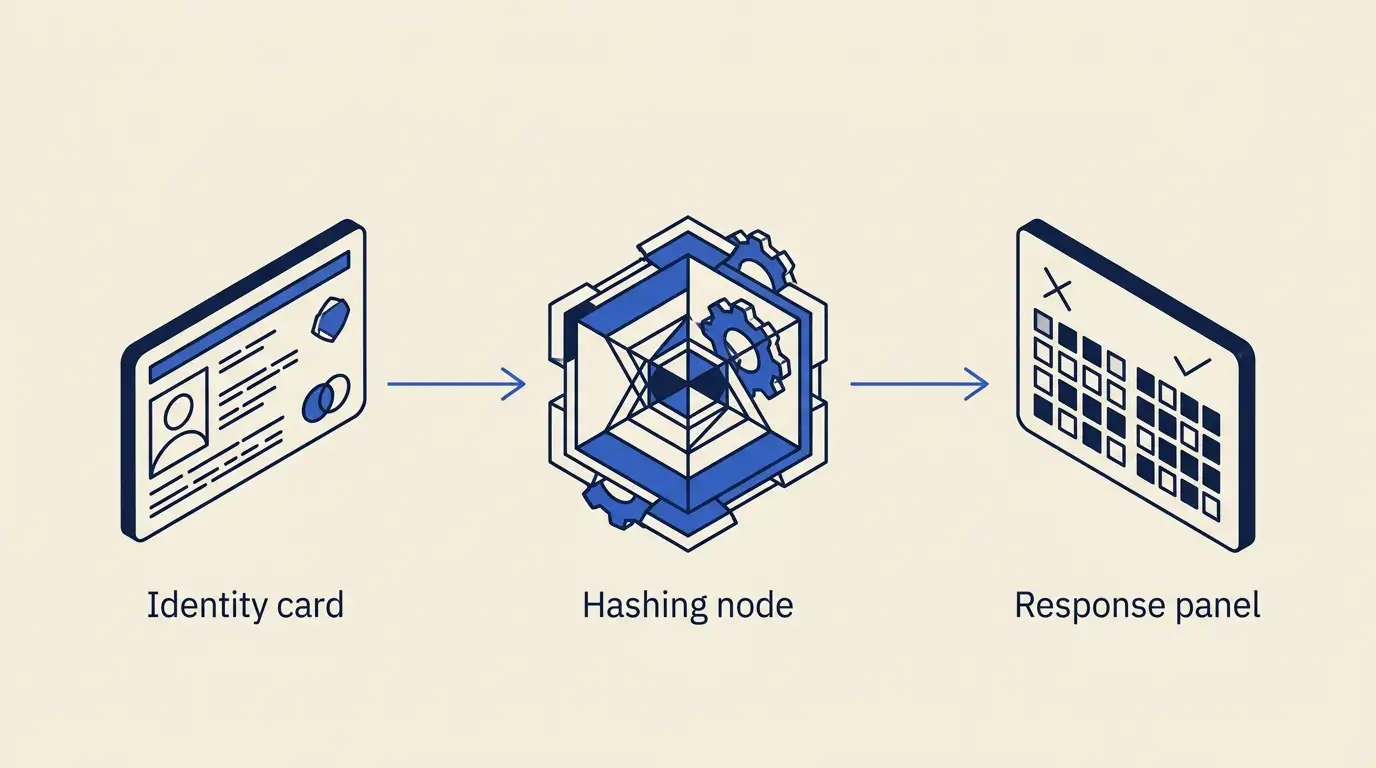Schematische weergave van de Cruks-code als cryptografische pseudonimisering tussen Ksa-vergunninghouder en het register